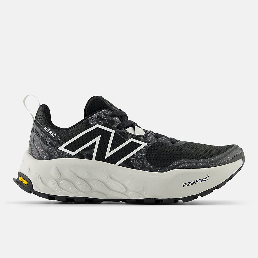 New Balance Fresh Foam X Hierro v8 Shoes Black with Sea Salt and Grey Matter